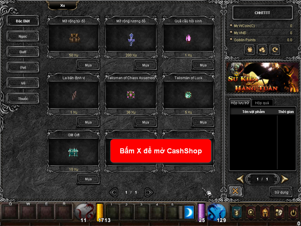 Chức năng chính của Game MU Bóng Đêm Chức năng chính của Game MU Bóng Đêm